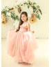 Mauve Satin Tulle Empire Waist Ruffle Flower Girl Dress